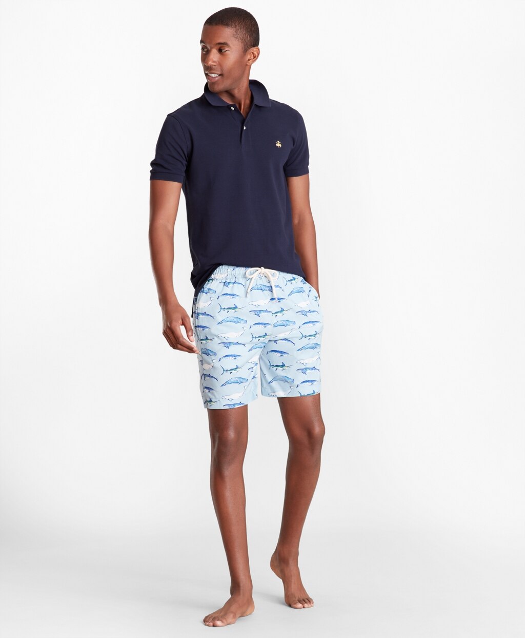 Montauk 6" Whale Print Swim Trunks