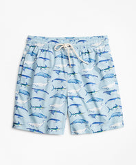 Montauk 6" Whale Print Swim Trunks