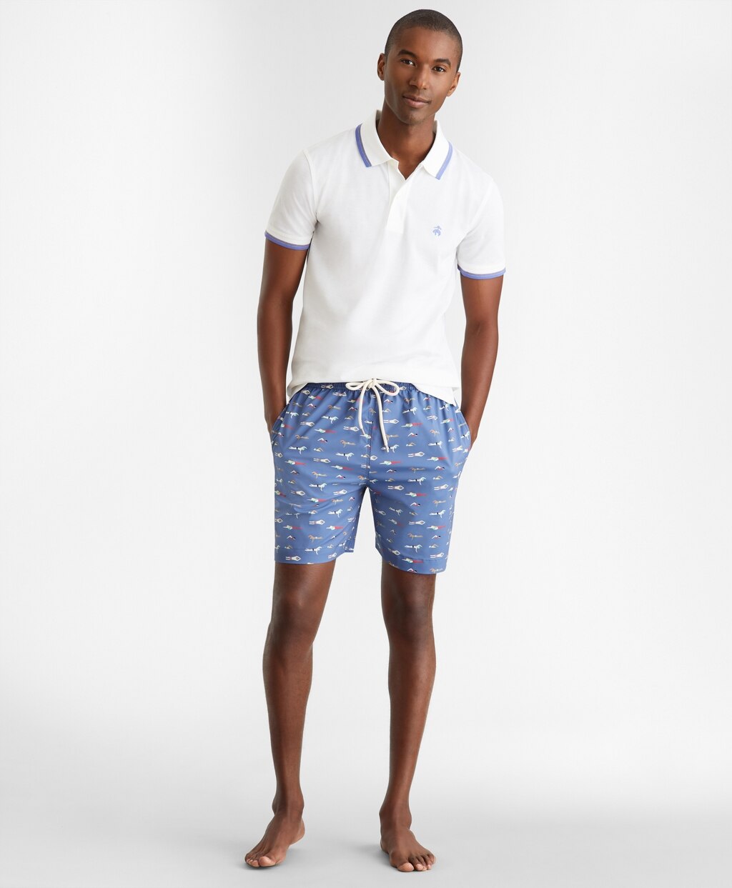 Montauk 6" Swimmers Motif Print Swim Trunks