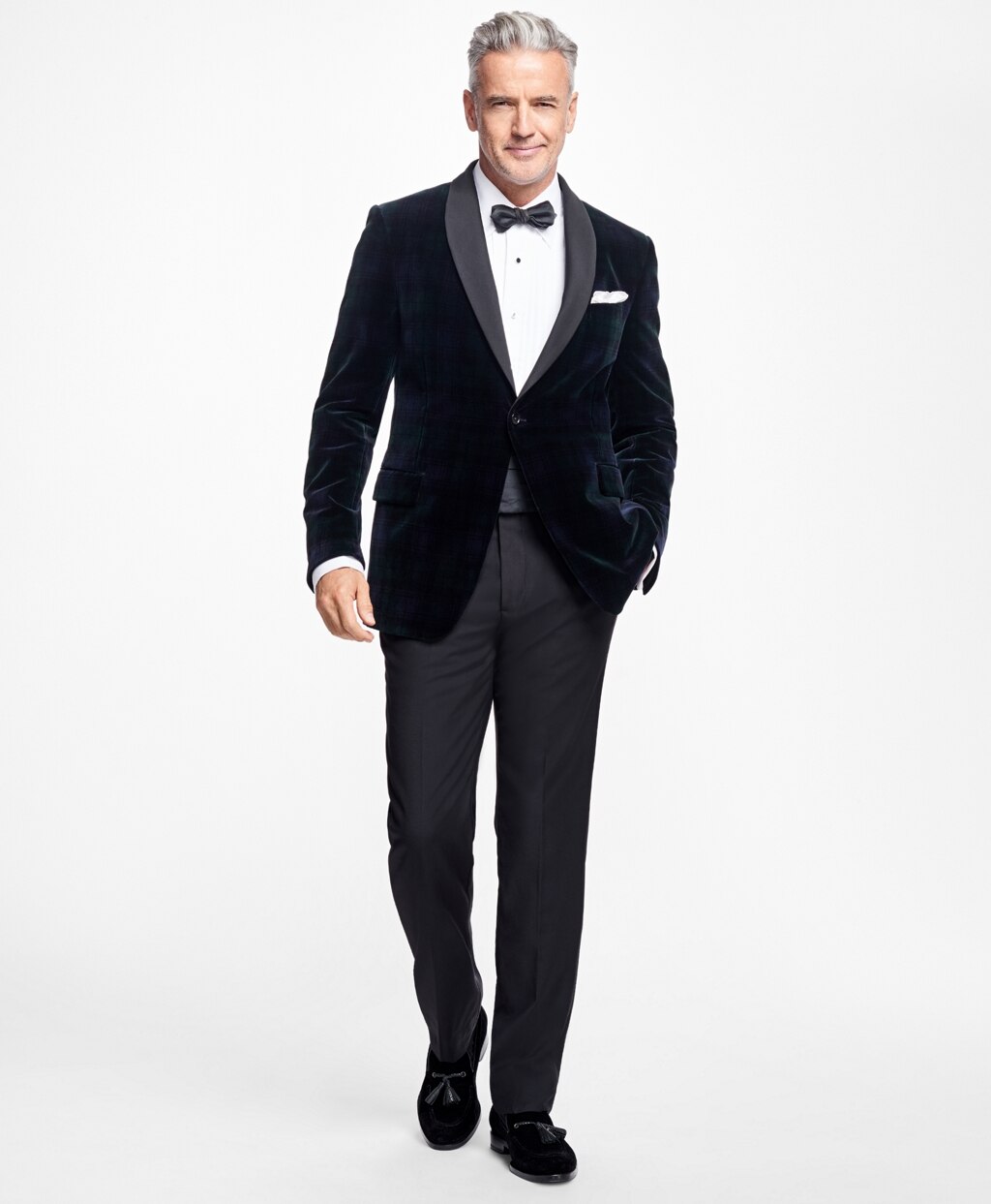Regent Fit Black Watch Shawl Collar Tuxedo Jacket