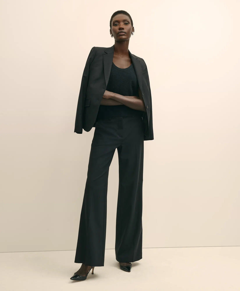 Wool-Cashmere Blend Brushed Short-Sleeve Sweater Shell