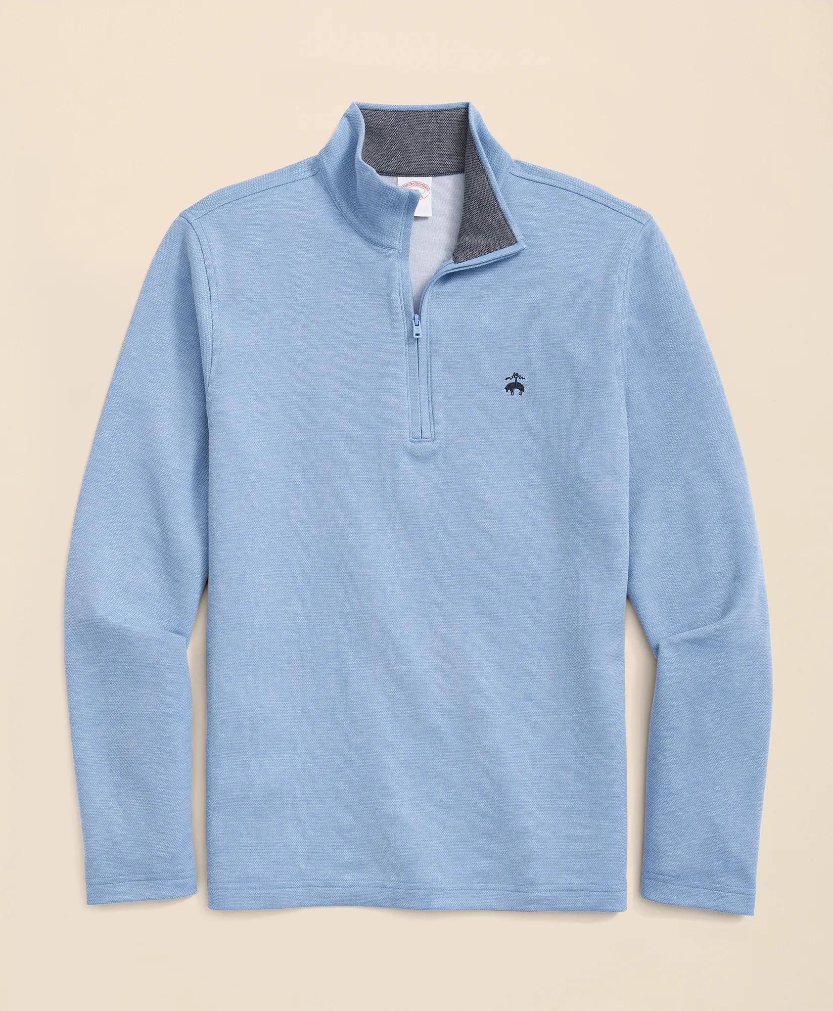 Cotton Blend Pique Quarter-Zip