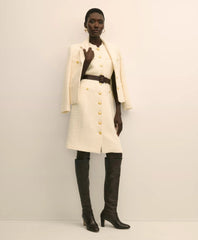 Boucle Sleeveless Button-Front Sheath Dress