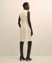 Boucle Sleeveless Button-Front Sheath Dress