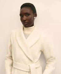 Wool Blend Shawl-Collar Wrap Coat