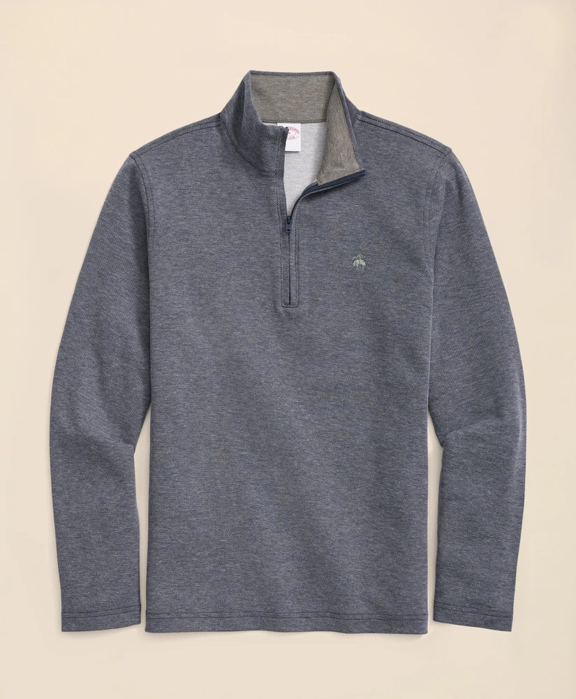 Cotton Blend Pique Quarter-Zip