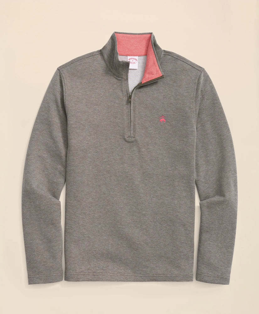 Cotton Blend Pique Quarter-Zip