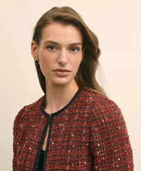 Cotton-Wool Blend Boucle Shimmer Cropped Jacket
