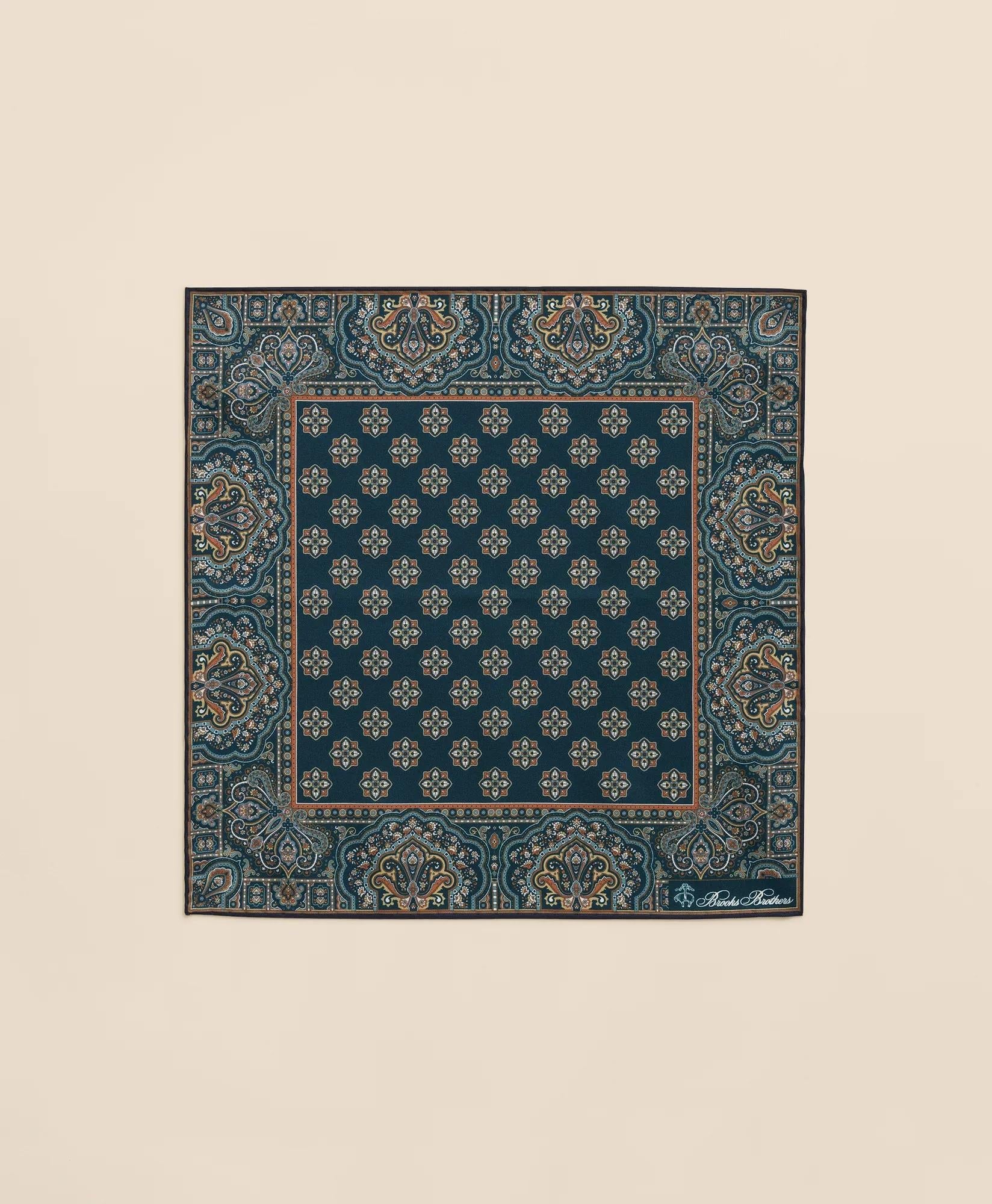 Ornate Motif Silk Pocket Square