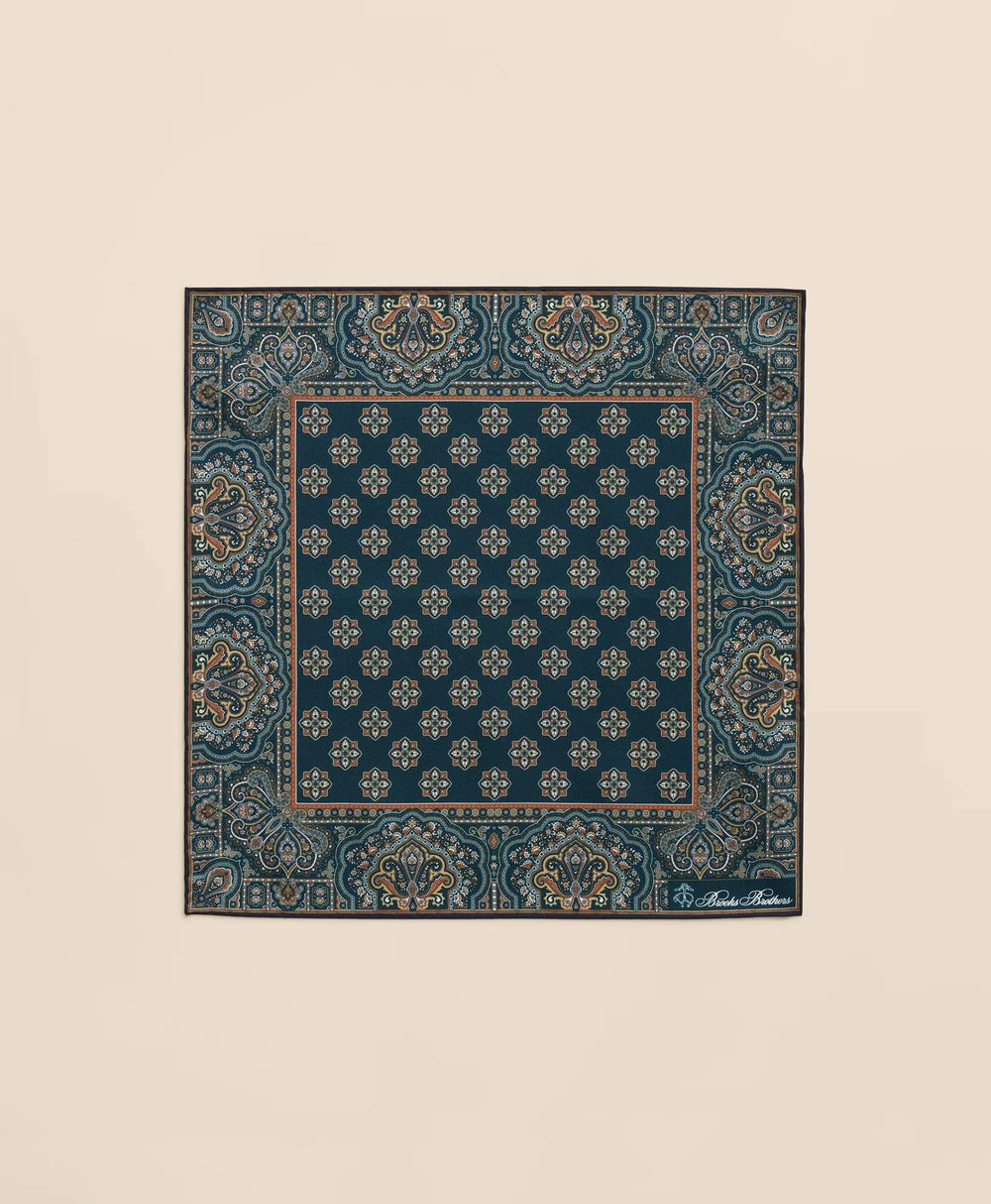 Ornate Motif Silk Pocket Square