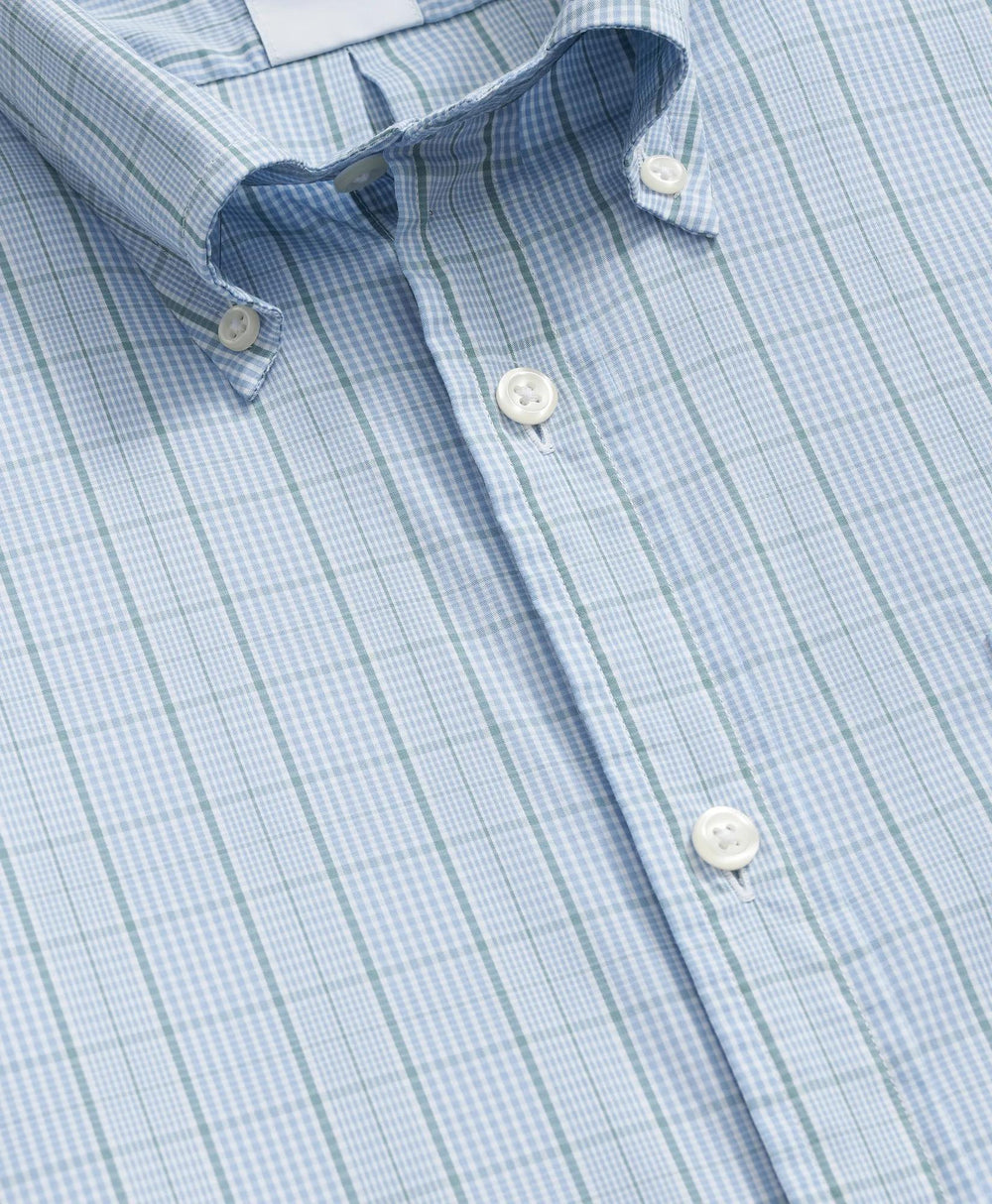 Performance Series Stretch Polo Button-Down Collar Glen Plaid Sport Shirt
