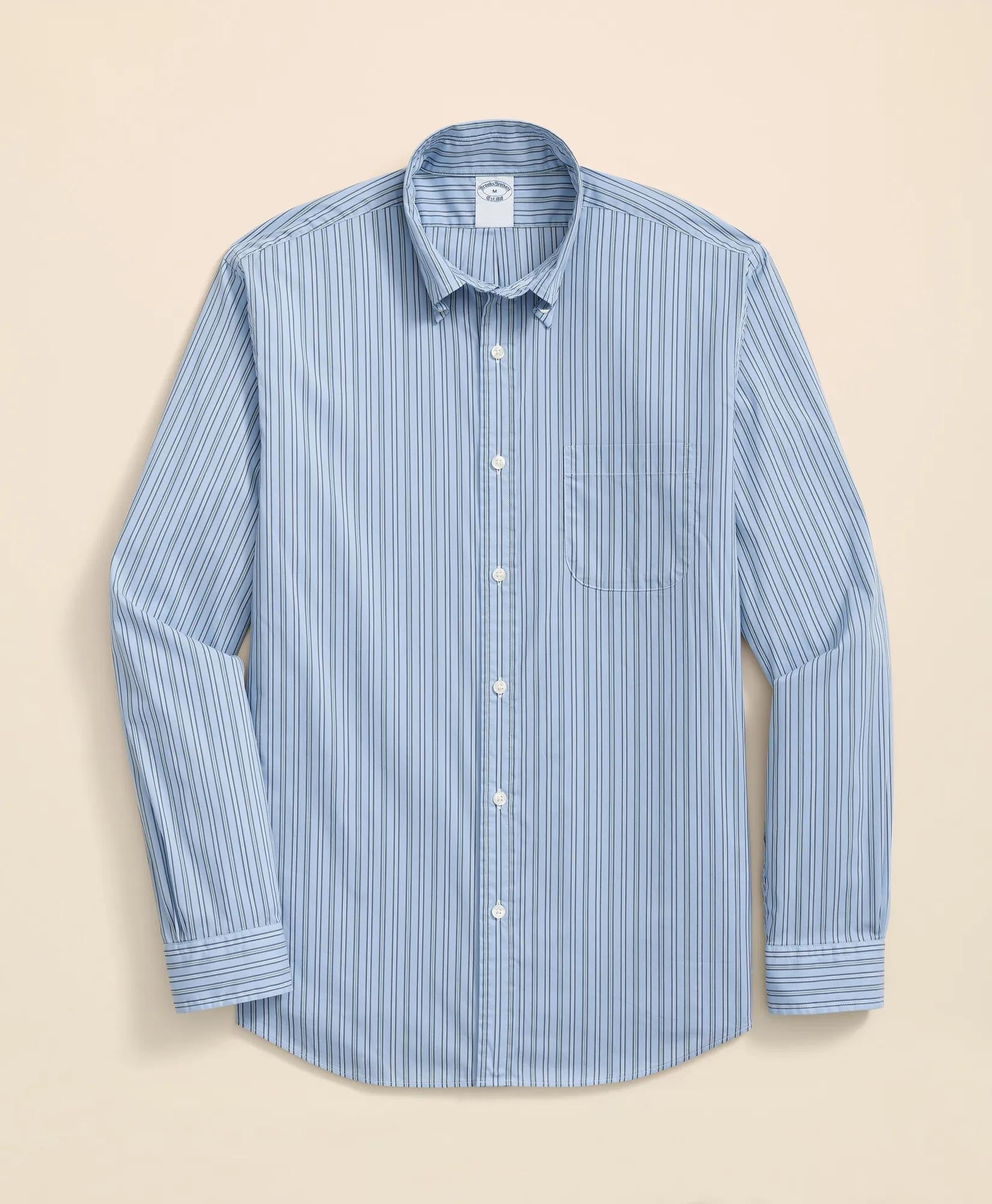 Striped Sport Shirt Performance Series Stretch Polo Button-Down Collar