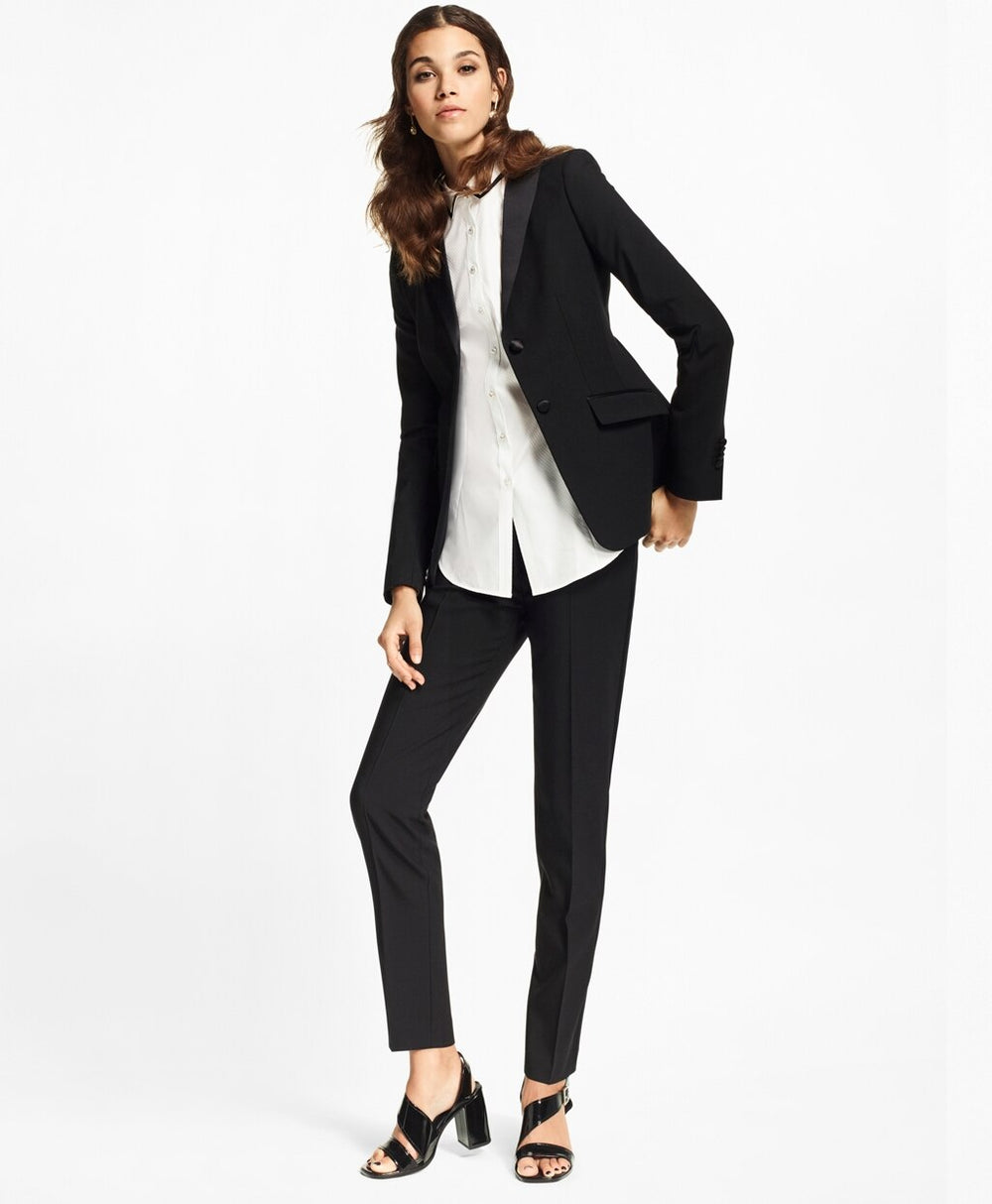Petite Stretch-Wool Crepe Tuxedo Jacket
