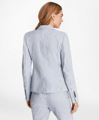 Petite Striped Stretch Cotton Seersucker Jacket