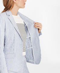 Petite Striped Stretch Cotton Seersucker Jacket