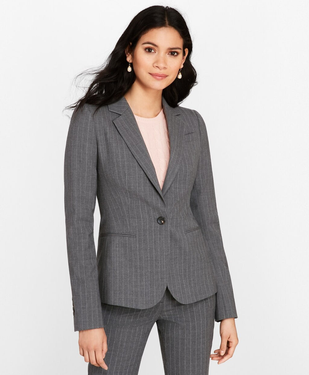 Petite Pinstripe Stretch Wool Jacket