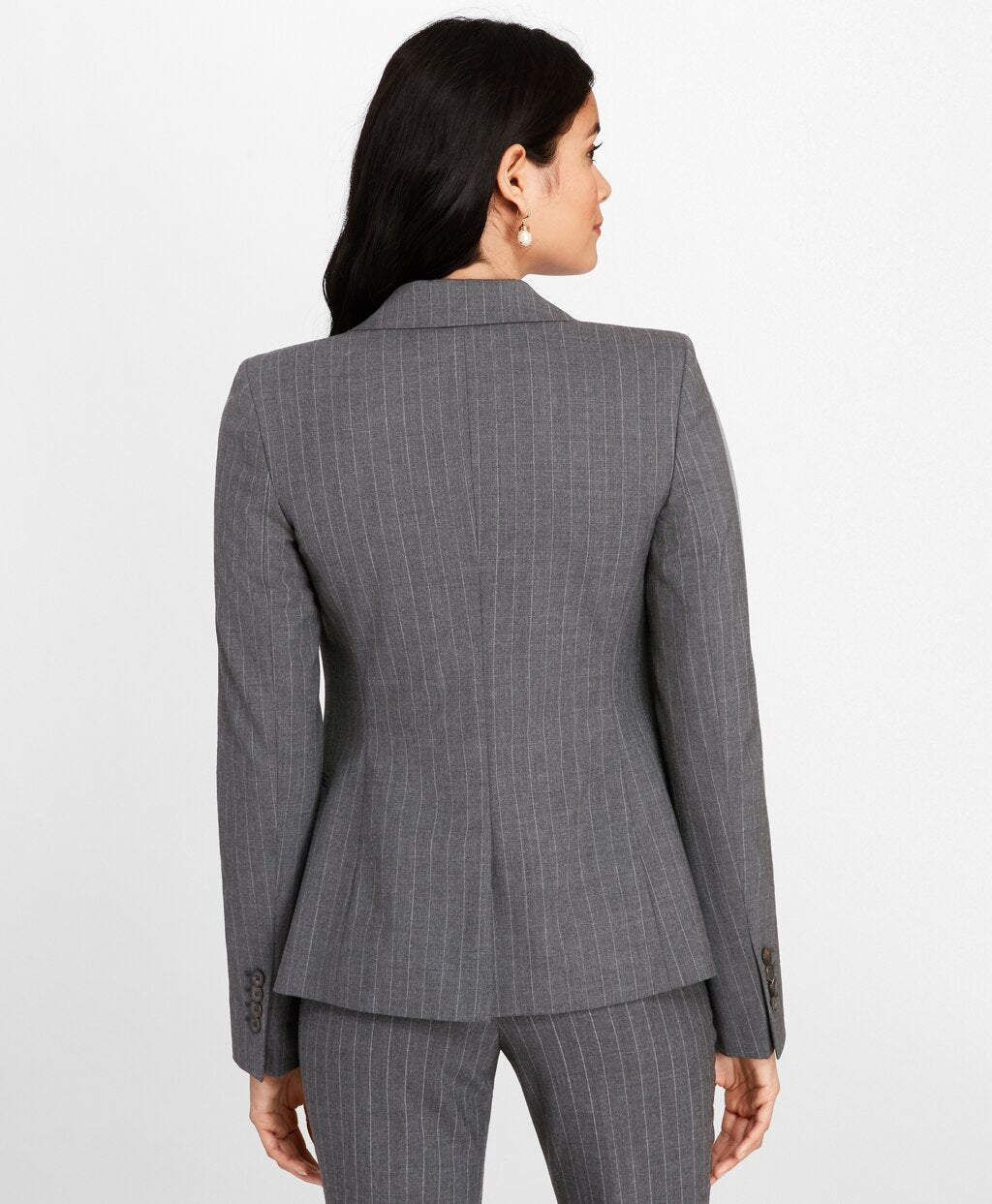 Petite Pinstripe Stretch Wool Jacket