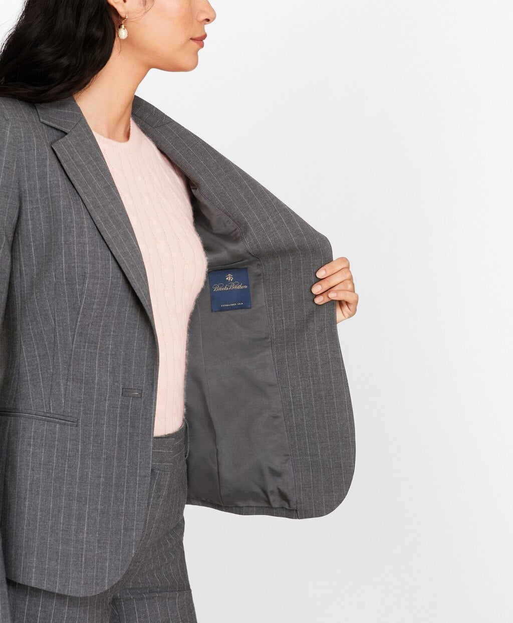 Petite Pinstripe Stretch Wool Jacket