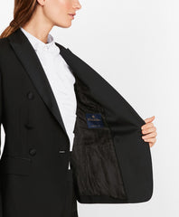 Petite Stretch-Wool Crepe Double-Breasted Tuxedo Jacket