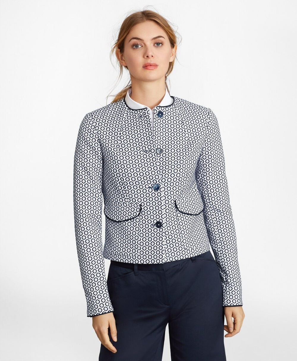 Petite Floral Jacquard Cropped Jacket