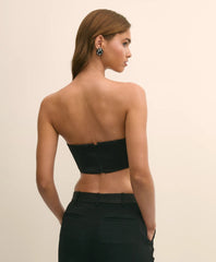 Pleated Cummerbund Bustier Top