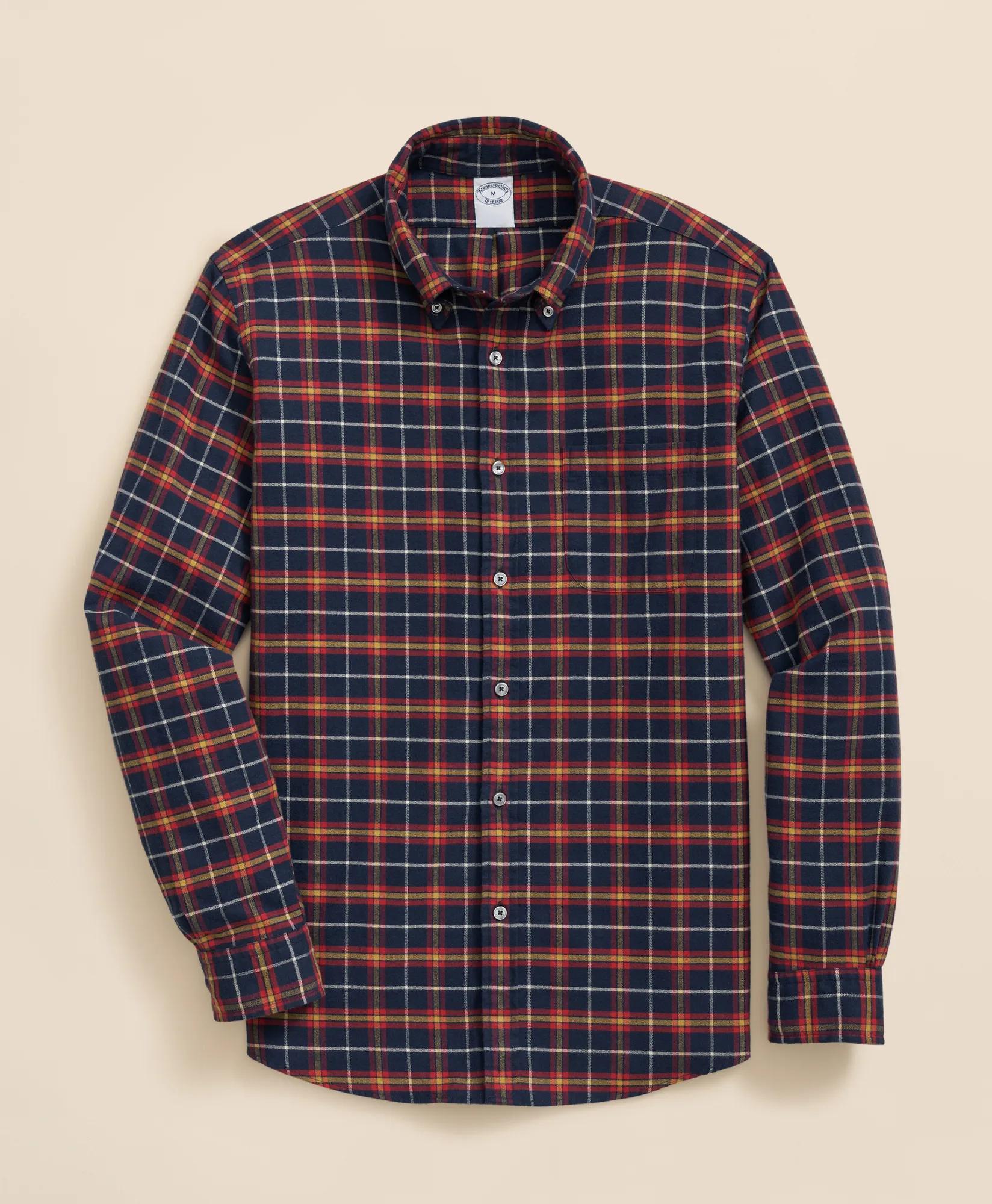 Portuguese Flannel Polo Button Down Collar WIndowpane Shirt