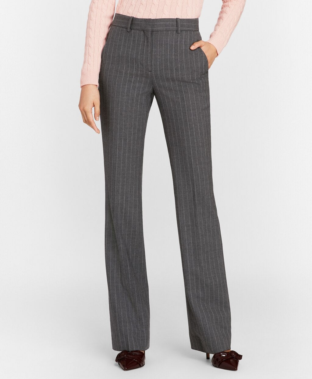 Petite Pinstripe Stretch Wool Pants