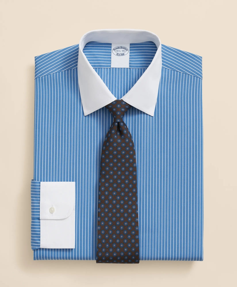 Ground Stripe Dress Shirt Pure Supima® Cotton Regular-Finish Ainsley Collar
