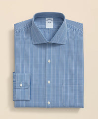 English Spread Collar Glen Plaid Dress Shirt Pure Supima® Cotton Regular-Finish