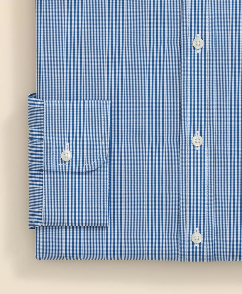 English Spread Collar Glen Plaid Dress Shirt Pure Supima® Cotton Regular-Finish