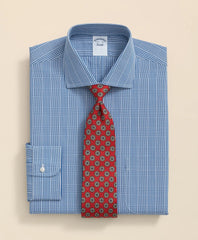 English Spread Collar Glen Plaid Dress Shirt Pure Supima® Cotton Regular-Finish