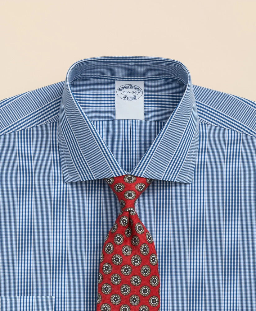 English Spread Collar Glen Plaid Dress Shirt Pure Supima® Cotton Regular-Finish