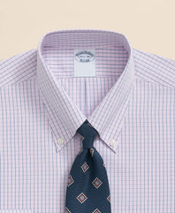 Polo Button-Down Collar Grid Check Dress Shirt Pure Supima® Cotton Regular-Finish