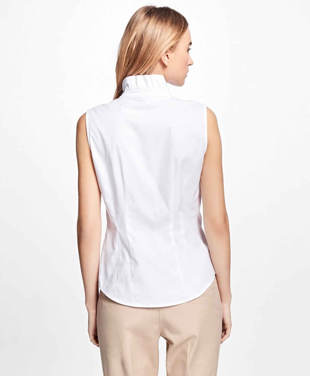 Petite Non-Iron Sleeveless Ruffled Blouse