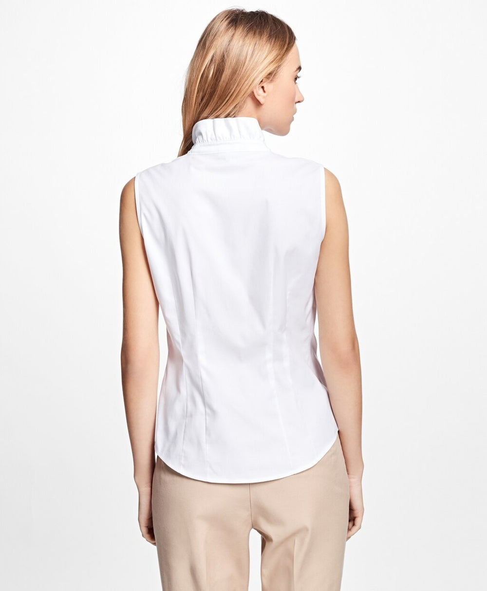Petite Non-Iron Sleeveless Ruffled Blouse