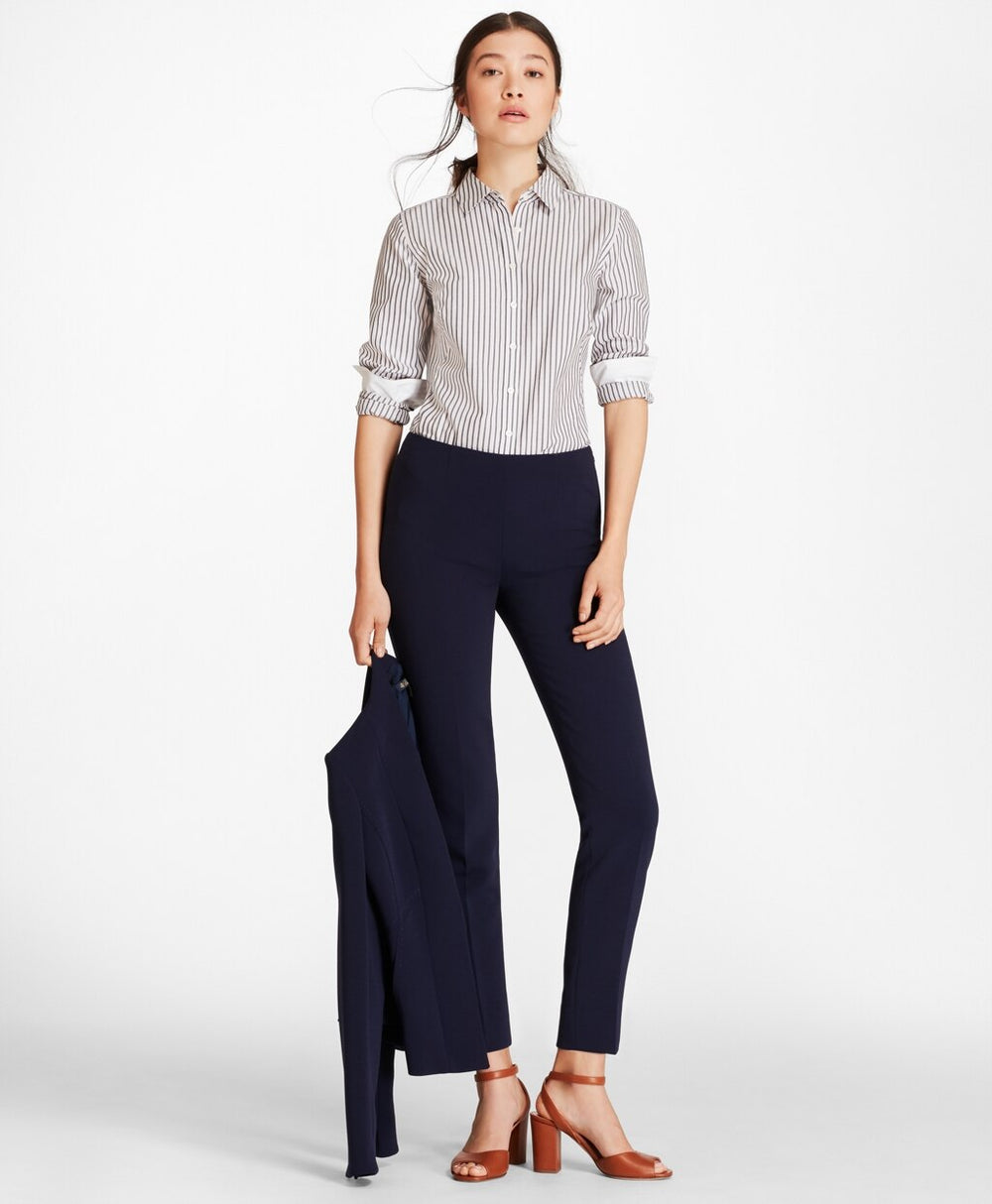Petite Striped Cotton Dobby Fitted Shirt
