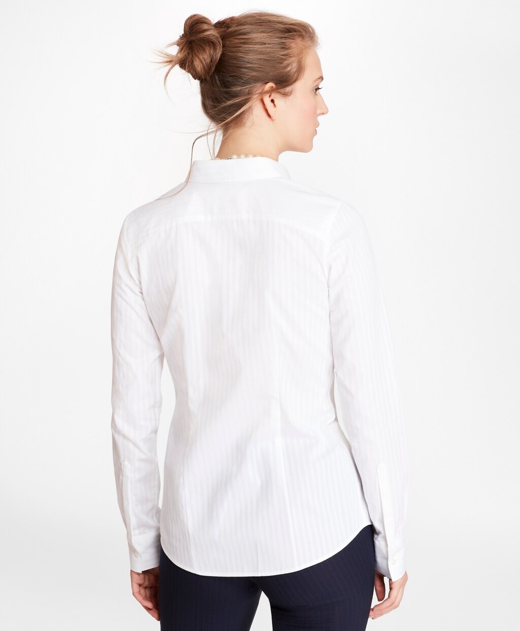 Petite Tailored-Fit Diamond-Stripe Dobby Cotton Shirt