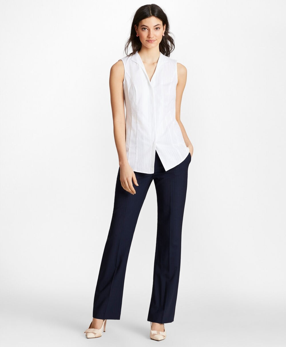 Petite Diamond-Stripe Dobby Cotton Sleeveless Blouse