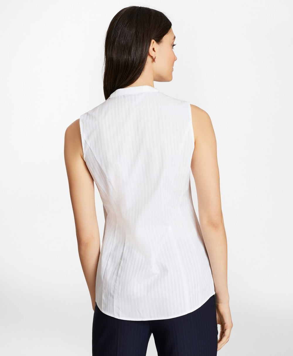 Petite Diamond-Stripe Dobby Cotton Sleeveless Blouse