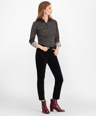 Petite Violet-Print Cotton Sateen Fitted Shirt