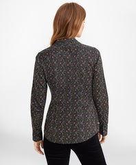 Petite Violet-Print Cotton Sateen Fitted Shirt