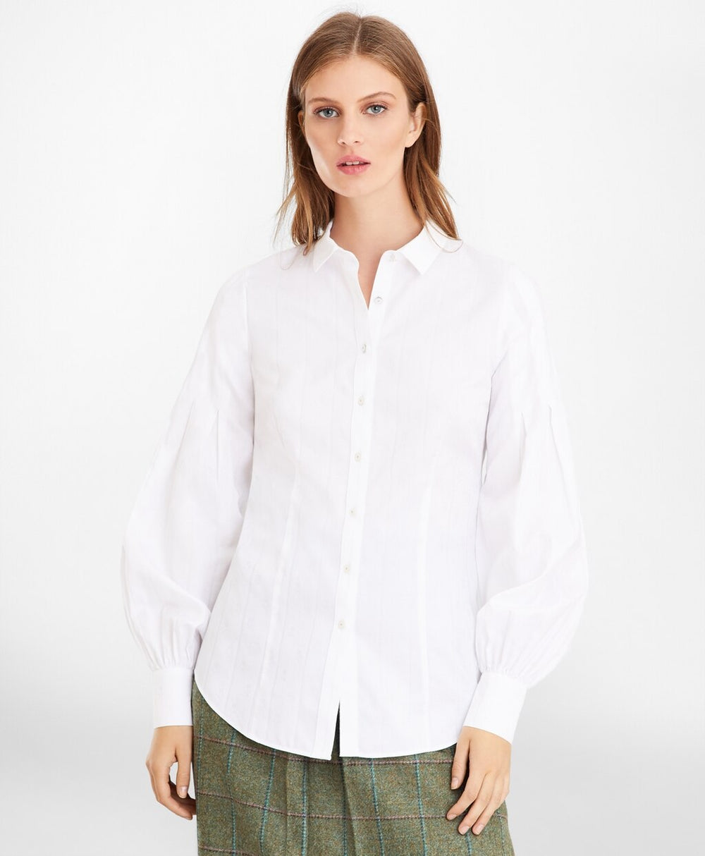 Petite Non-Iron Tailored-Fit Supima® Cotton Floral Jacquard Blouse