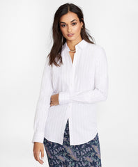 Petite Non-Iron Striped Supima® Cotton Fitted Shirt