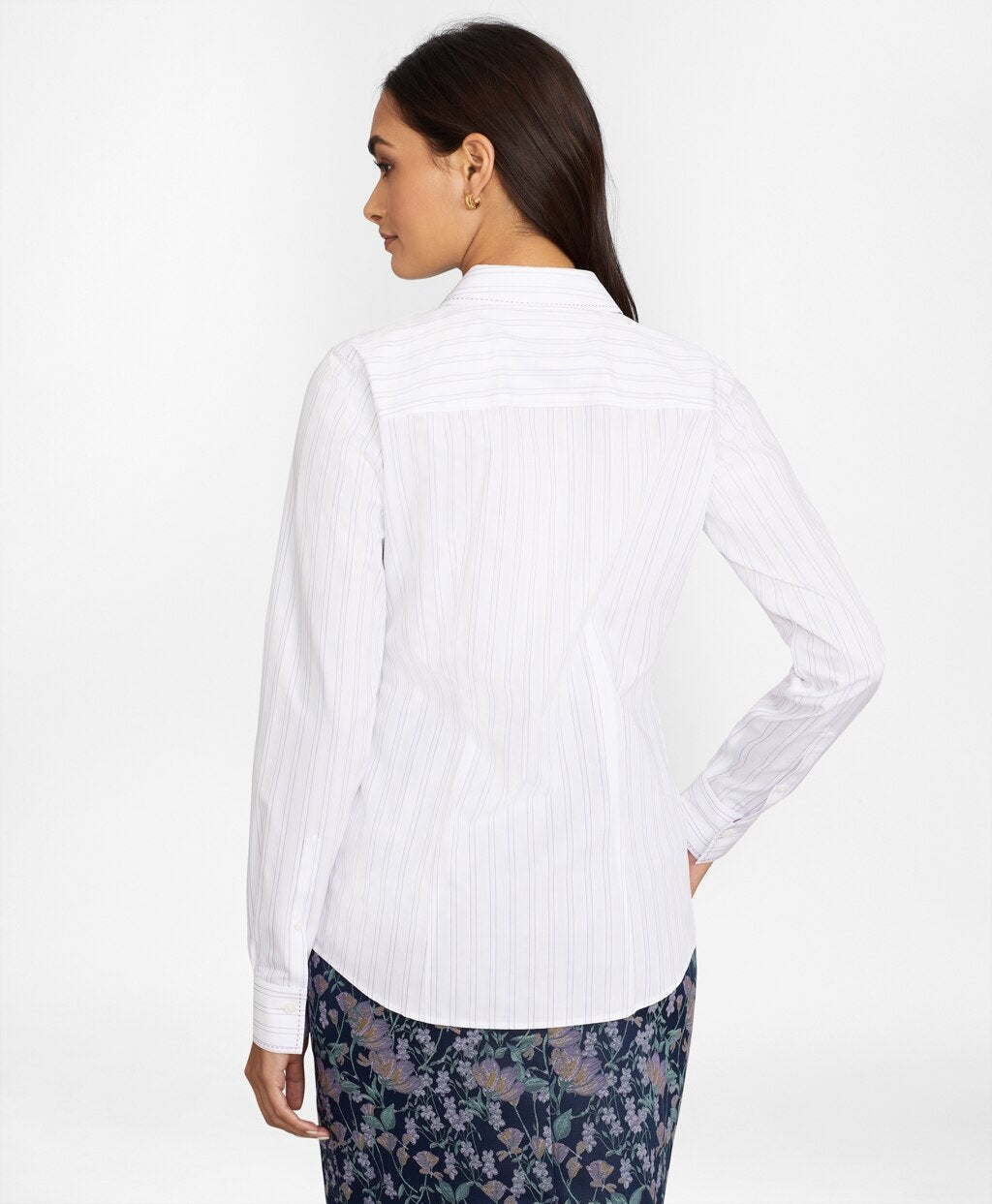 Petite Non-Iron Striped Supima® Cotton Fitted Shirt