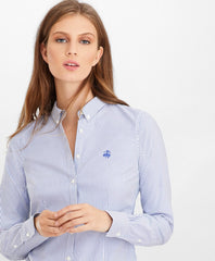 Petite Non-Iron Tailored-Fit Bengal Stripe Supima® Cotton Pinpoint Oxford Shirt