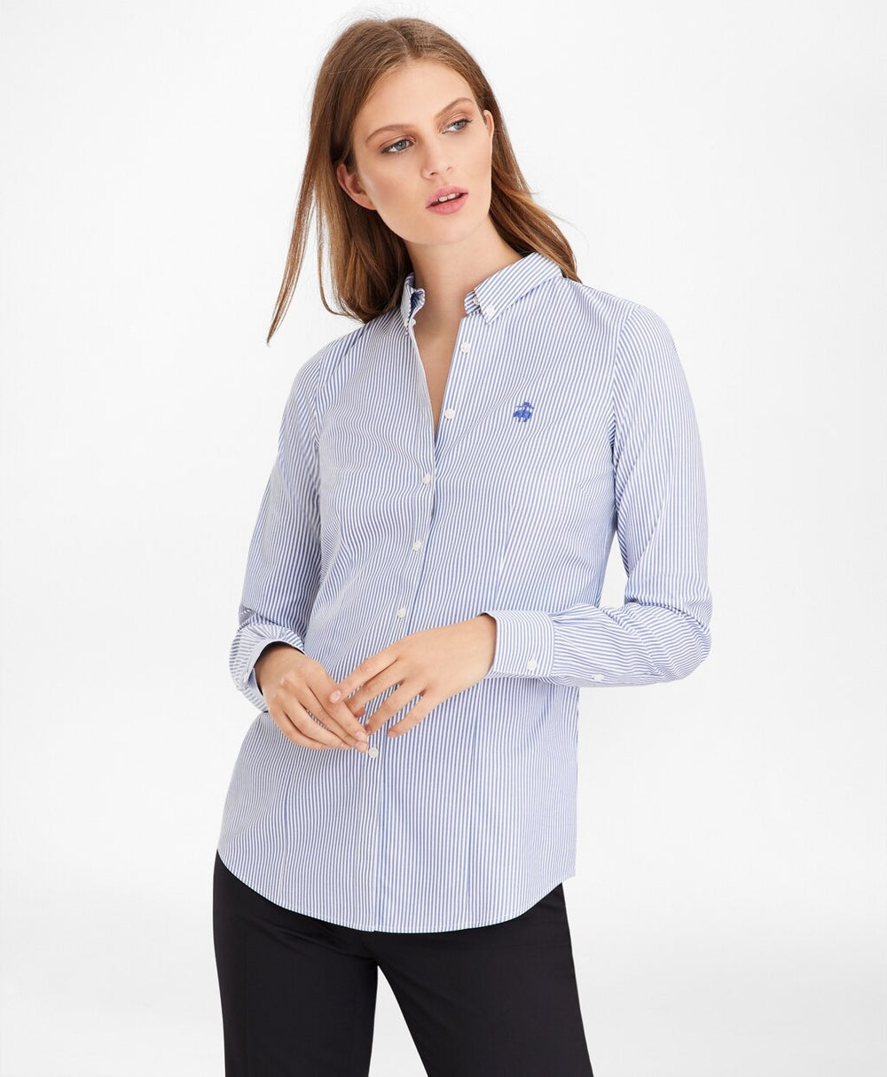 Petite Non-Iron Tailored-Fit Bengal Stripe Supima® Cotton Pinpoint Oxford Shirt