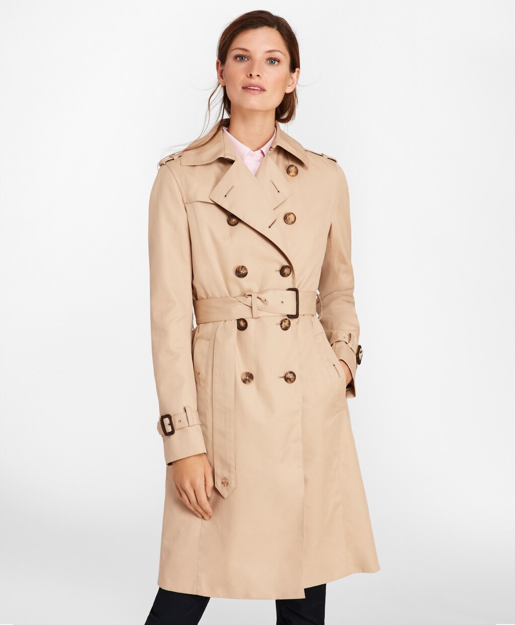 Petite Double-Breasted Trench Coat
