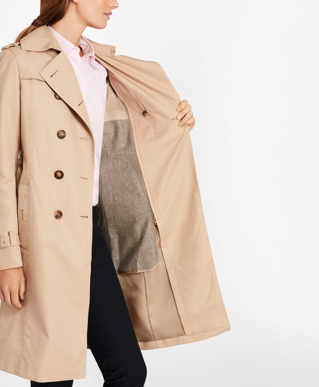 Petite Double-Breasted Trench Coat