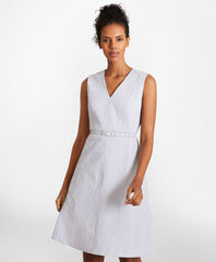Petite Striped Stretch Cotton Seersucker Dress