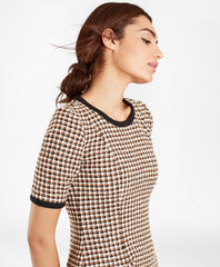 Petite Checked Tweed A-Line Dress